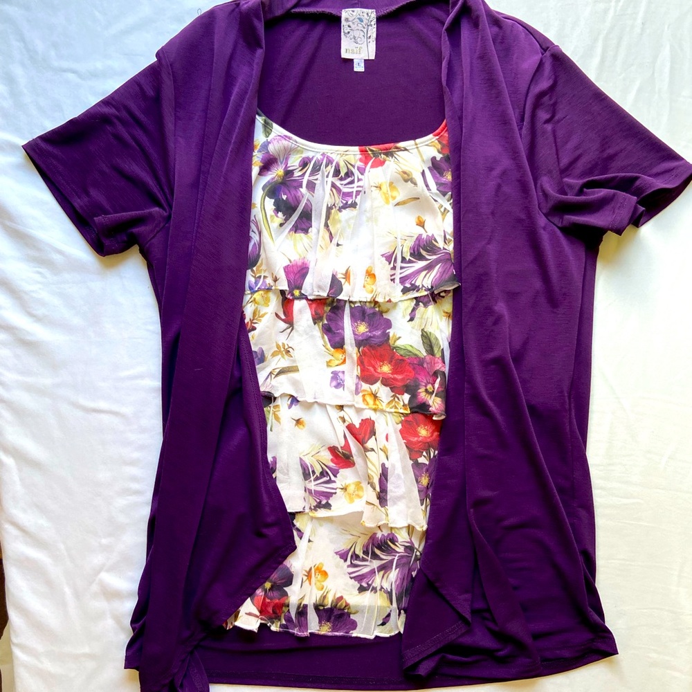 Floral blouse with attached jacket
